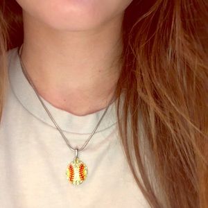 Sliver Necklace with softball bead